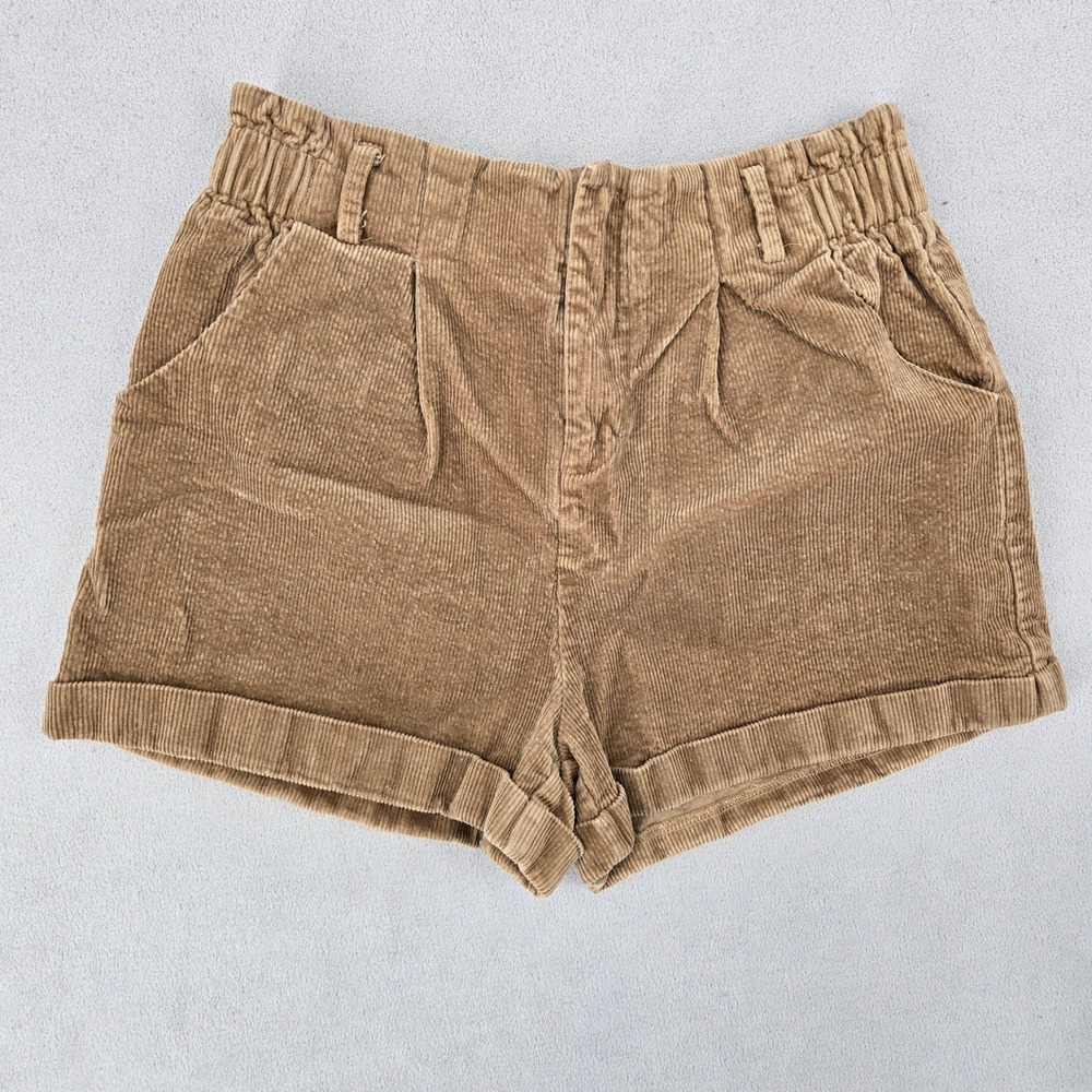 Cider Women Large Brown Corduroy High Waisted Cuffed Shorts Dark Academia Retro